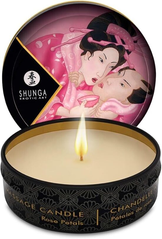 Shunga Aphrodisia Mini Massage Candle, Rose Petals